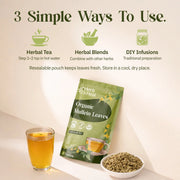 Dried mullein leaf brewing in herbal tea cup
