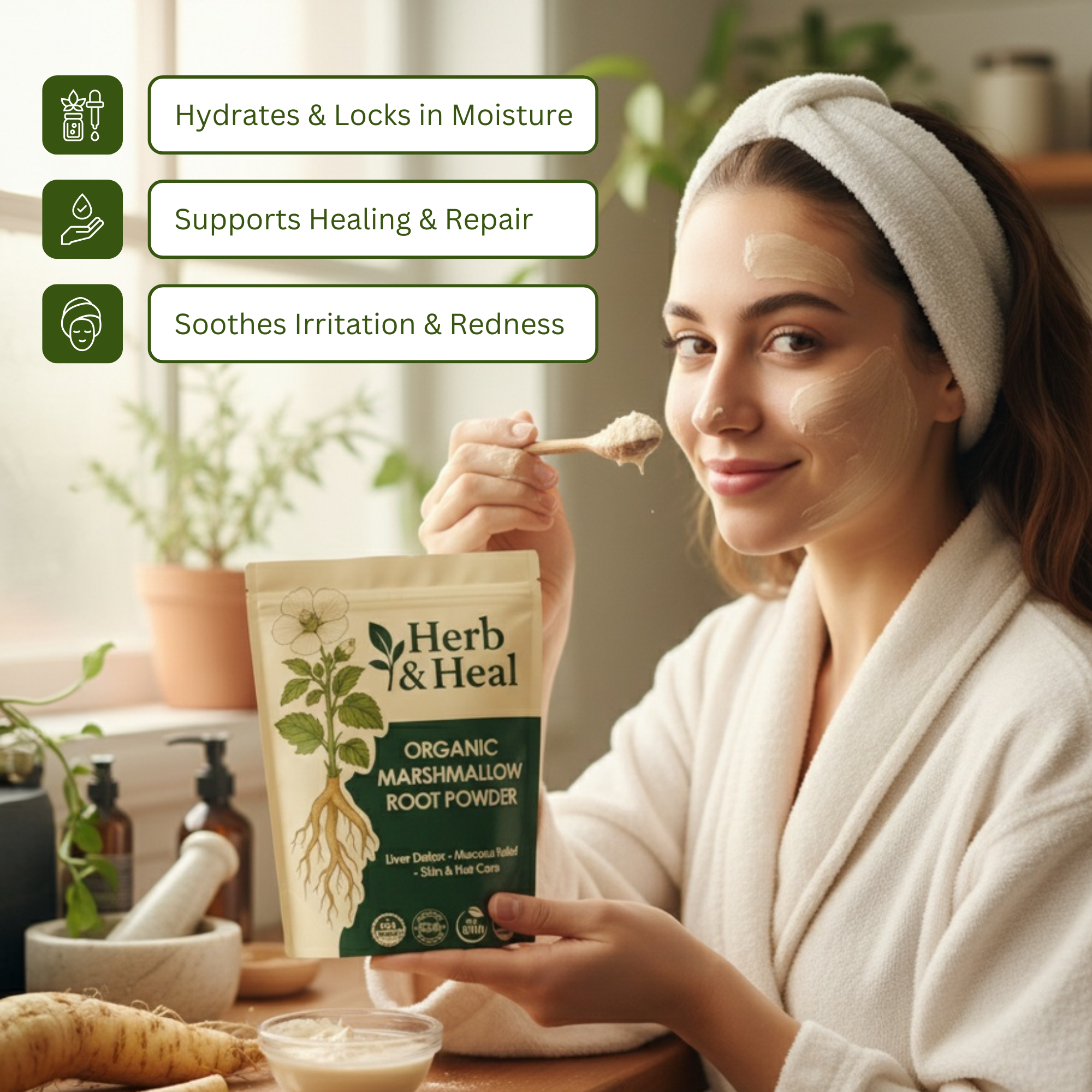 Organic Marshmallow Root Powder | Althaea Officinalis Herb | Dried Marshmellow Root for Tea, Hair & Skin, DIY Remedies, Digestive & Liver Support | Non-GMO, Vegan (8 Ounce)