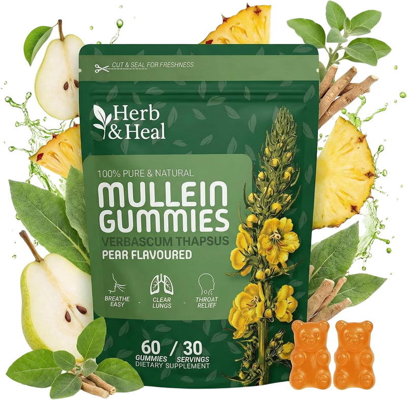 Herb & Heal 5-in-1 Mullein Gummies pouch front